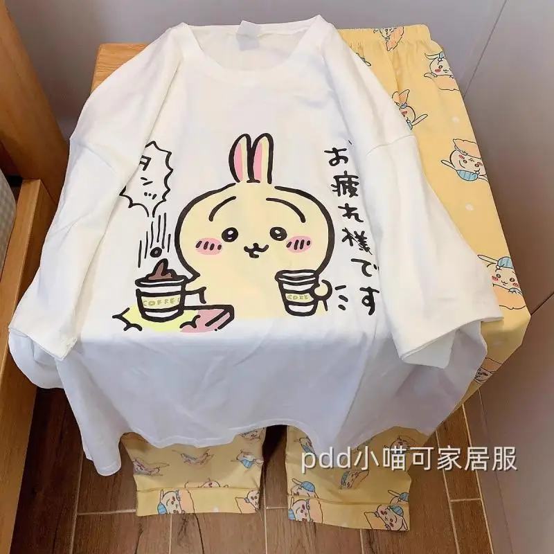 Anime Kawaii Chiikawas Pajamas Short Sleeved Long Pants Ventilate Cute Student Fashion Homewear Birthday Gifts Girlfriend Gifts 2