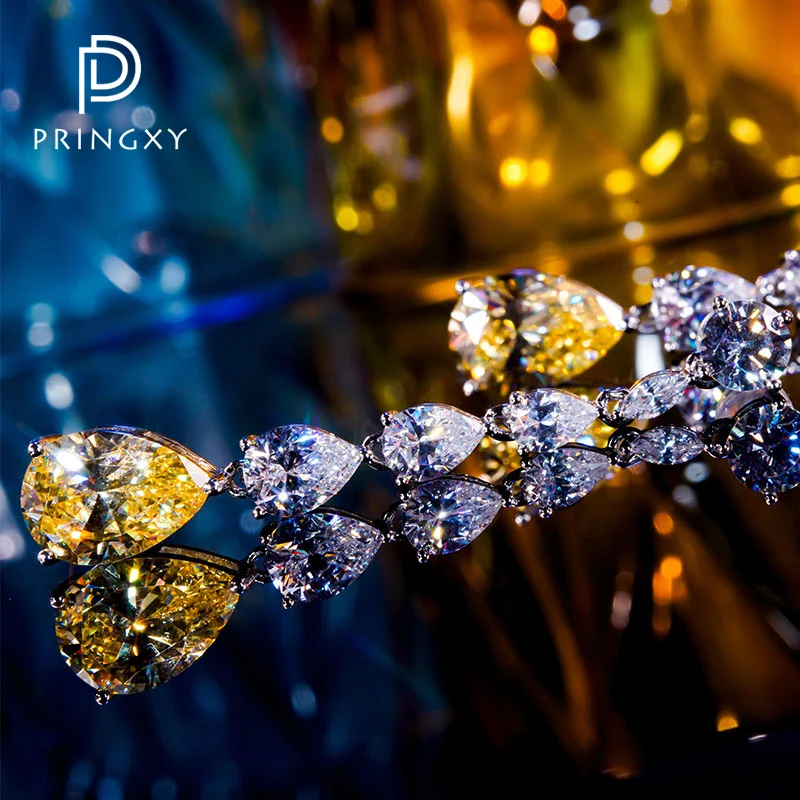PRINGXY Water Drop Long Tassel Earrings For Women 925 Sterling Silver Topaz 5A Zircon Luxury Wedding Dinner Fine Jewelry 2023