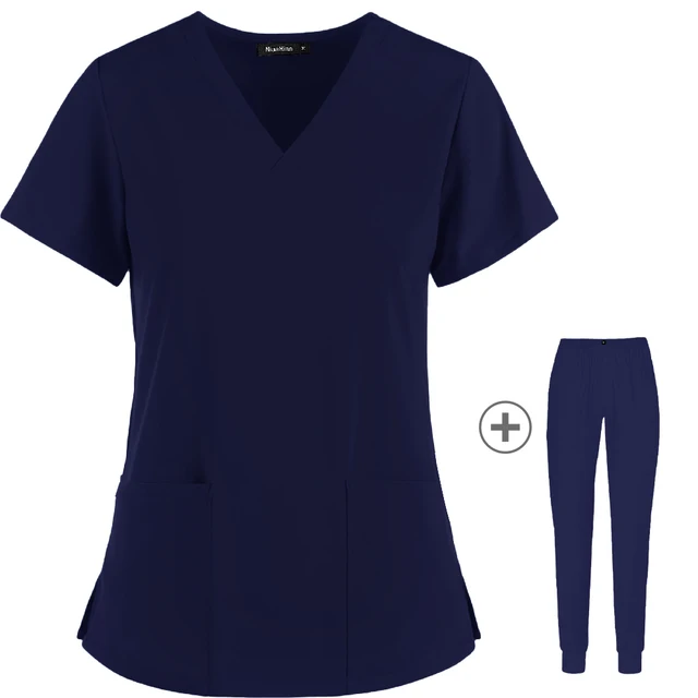 Wholesale Women Wear Scrub Suits Hospital Doctor Working Uniform Medical Surgical Multicolor Unisex Uniform nurse accessories Navy Blue