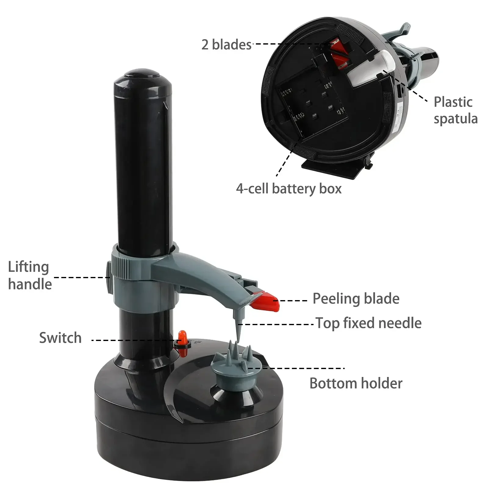 Electric Spiral Potato Peeler Automatic Apple Peeler, Smart Vegetable Fruit Peeler Machine, Kitchen Accessories Peeling Tool 5