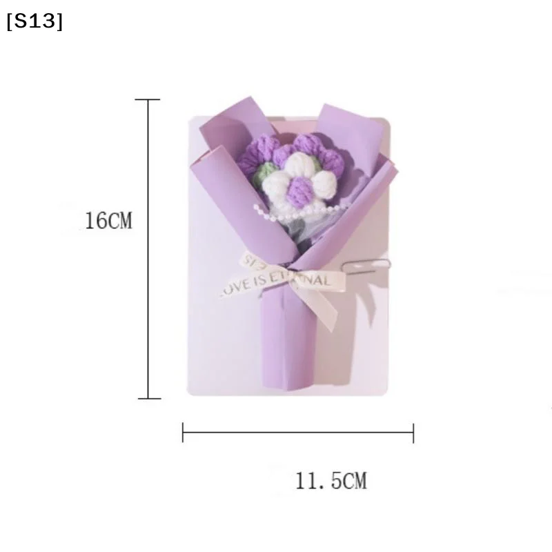 창의적인 입체 꽃다발, 인사말 카드, 수제 크림 퍼프, 발렌타인데이 니트 꽃다발[Q]Q@