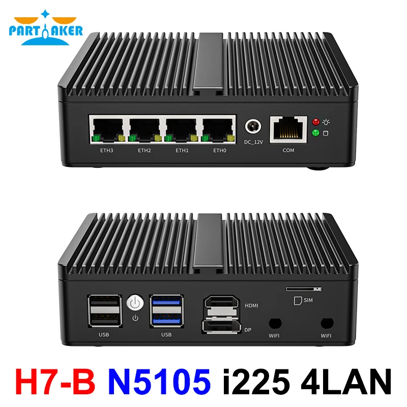 

Fanless Mini PC Intel Celeron N5105/N5100 Soft Router 4x Intel i225/i226 2.5G LAN HDMI DP pfSense Firewall Appliance ESXI AES-N