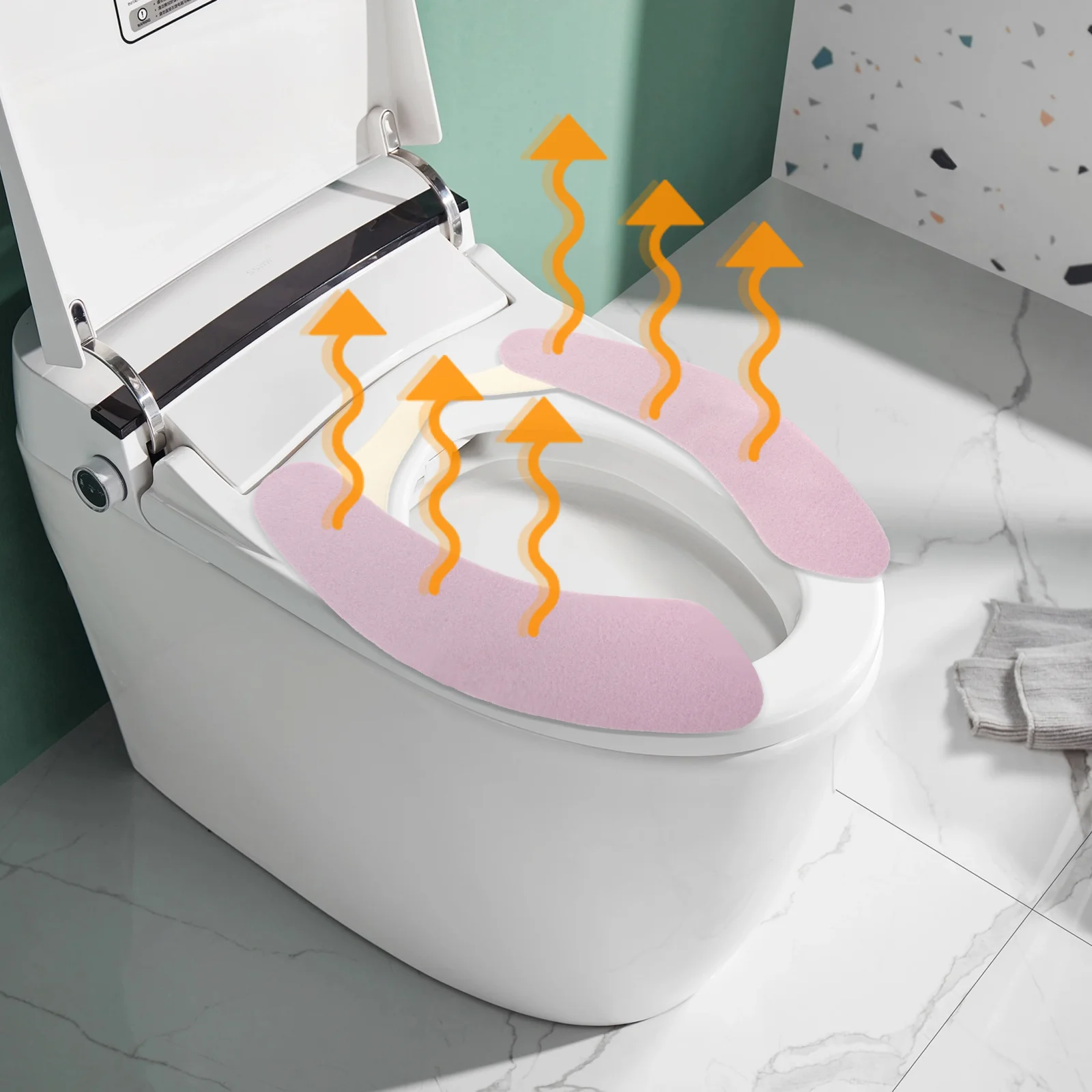 

Washable Heated Toilet Seat Cushion Seats for Standard Toilets Flannel Warmers Bathroom