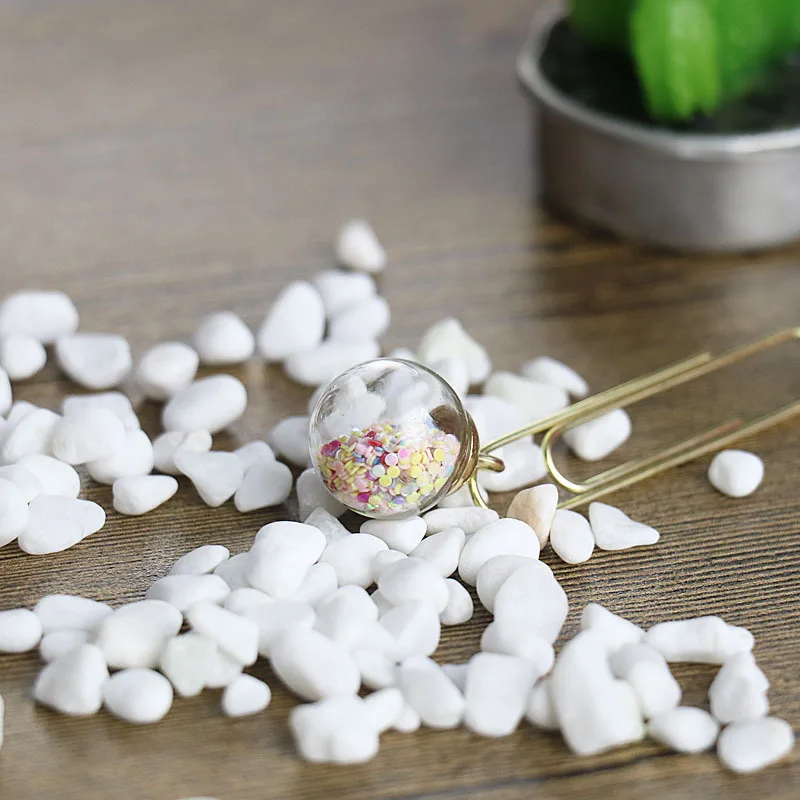 5 Pcs/Set Quicksand Crystal Ball Paper Clip DIY Metal Notes Letter File Binder Clips Bookmarks Office Desktop Storage Stationery