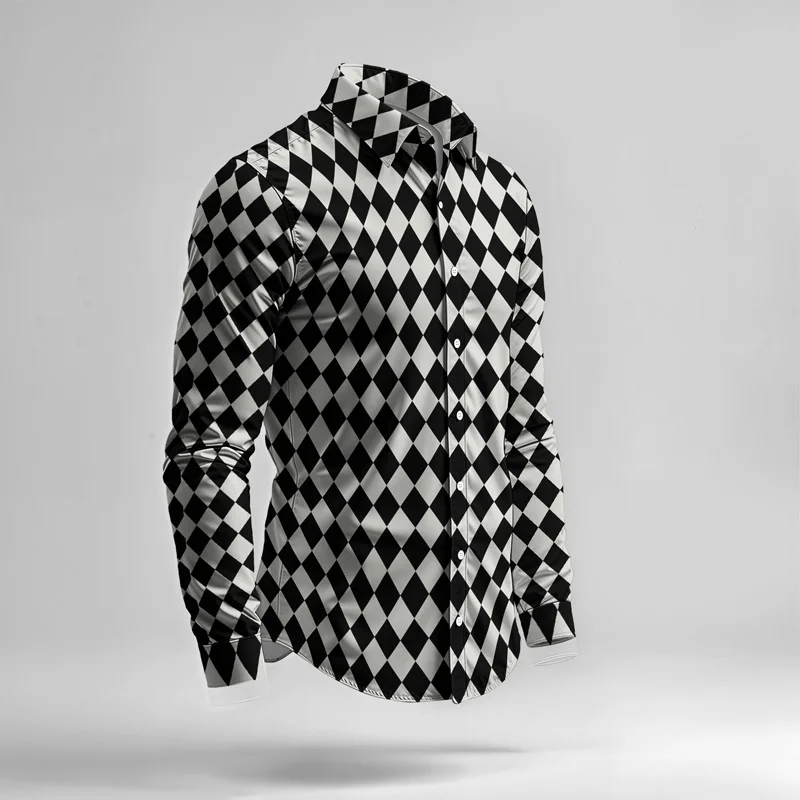 Conjunto de camisa de hombre primavera/verano 2025, estampado de marca, moda, sencillo, de dos piezas, traje de fiesta ligero de lujo para hombre, manga larga, nuevo St_voghion.com