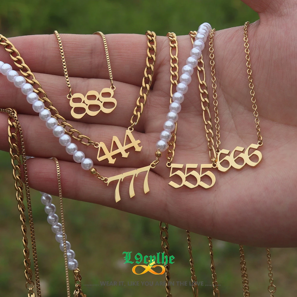 111, 222, 333, 444, 555, 777, 999, 888 Angel Number Necklace