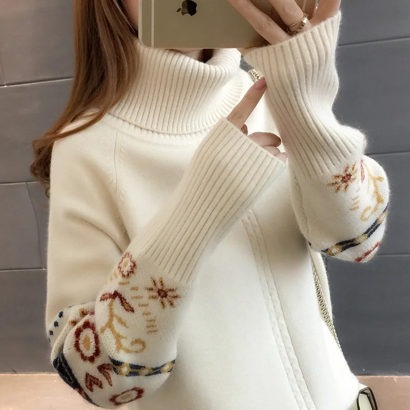 

2022 new style sweater early spring women's high collar wool clothes women's loose outer wearing bottomed shirt spring and