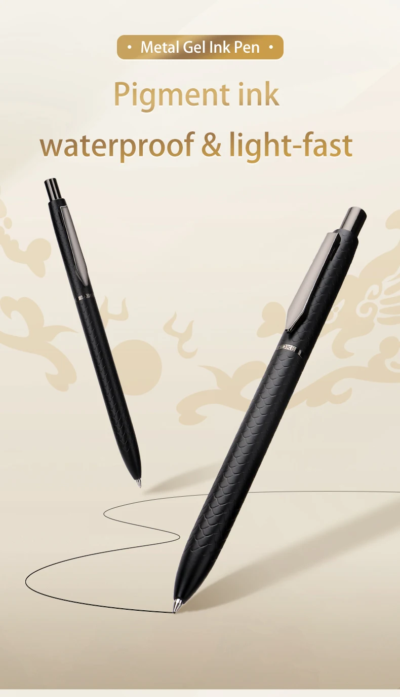 BAOKE T25 0,7 mm luxuriöser einziehbarer Metall-Gelstift mit 5 Fässern, wasserfeste Pigmenttinte für Geschenk, Büro, Schreiben – Detail 3