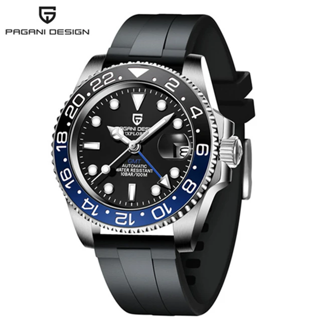 2021 New PAGANI DESIGN Men's GMT Watch Luxury Sapphire Ceramic Bezel Automatic Mechanical Watch Stainless Steel Waterproof Clock 