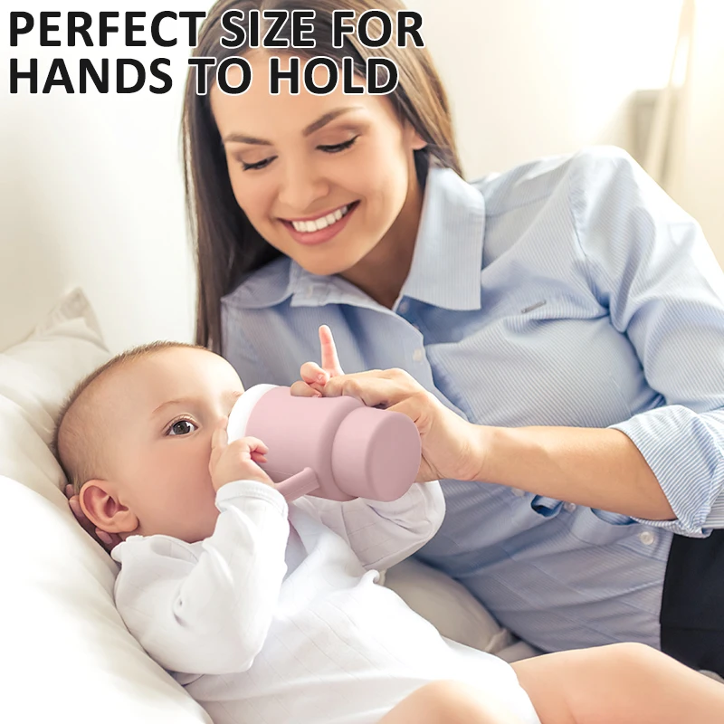 YLA Baby Drinking Mug Outgoing Silicone Coffee Mug Silicone Lid and Straw Unisex 6 Months and Older drinking cup,water cup,silicone cups,feeding cup