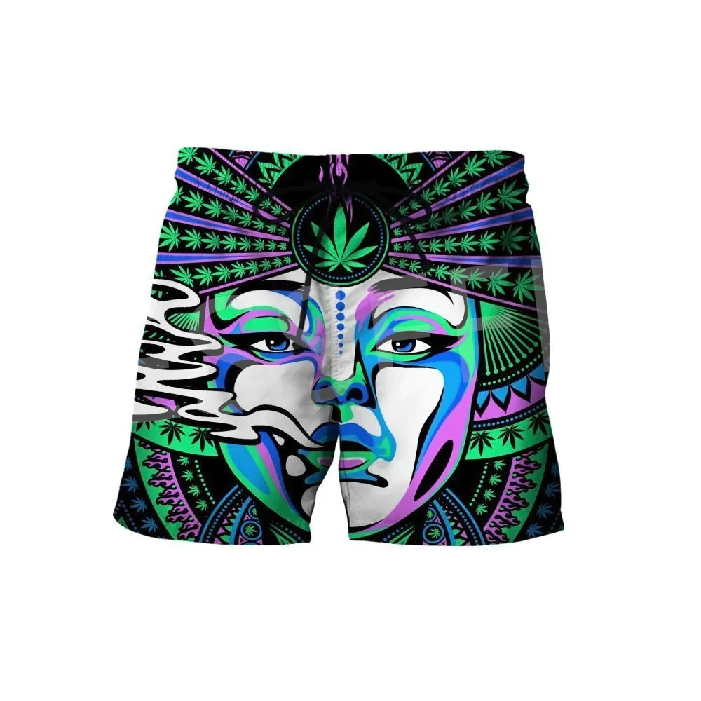 Tessffel Hipple Aliens Oil Psychedelic Trippy Tattoo Funny Men/Women 3DPrint Summer Streetwear Beach Shorts Casual Short Pants 2