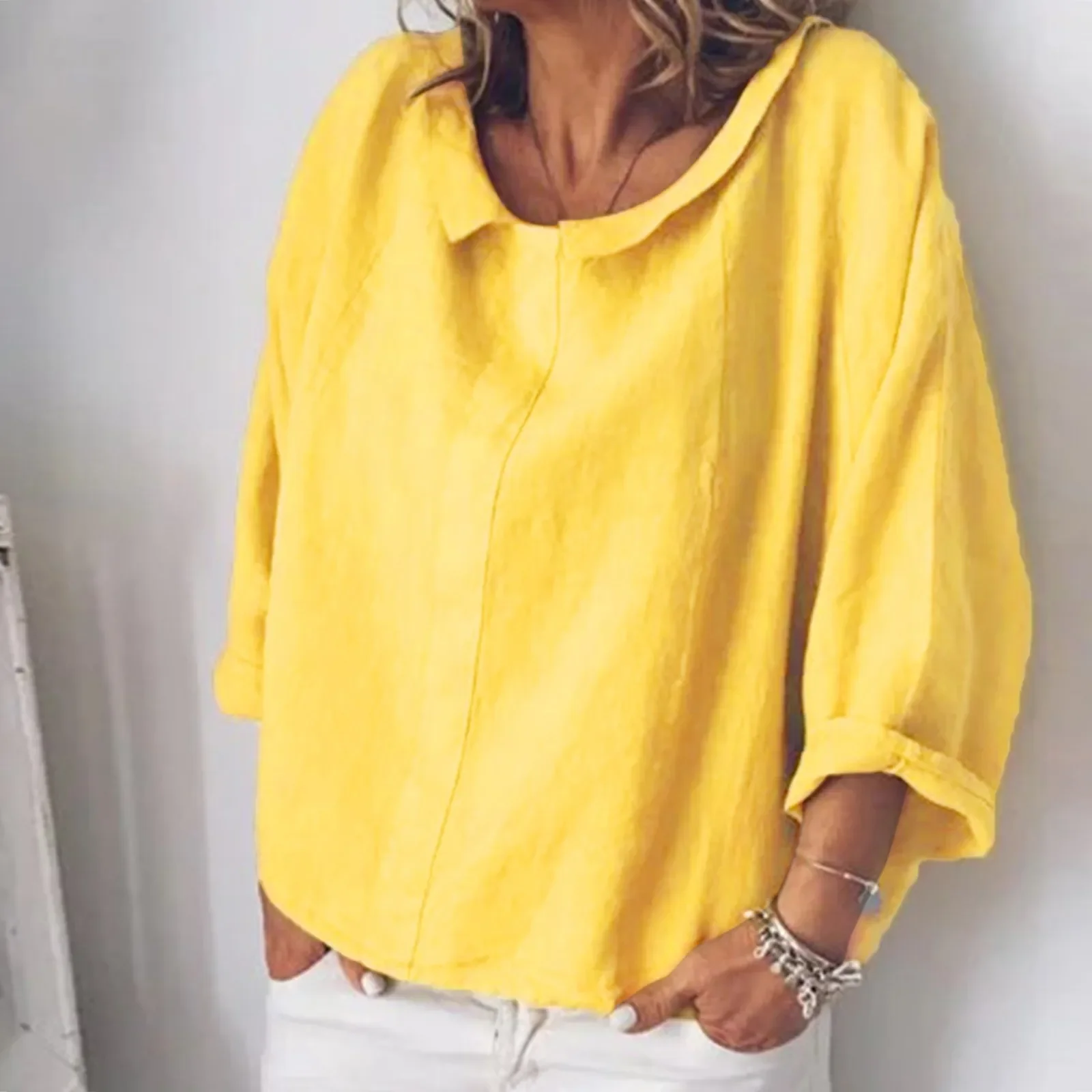 Cotton Linen Blouse Women Spring Summer 2023 New Long Sleeve O Neck Solid Shirts Ladies Lady Elegant Vintage Casual Tops