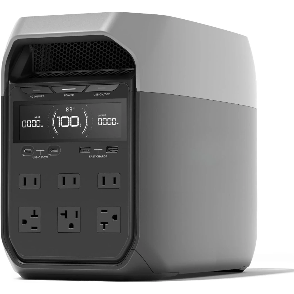 Delta 3 1024Wh 1800W Portable Power Station, LiFePO4 Battery, 56 Min Full Charge, 1800W AC/100W USB-C, Solar Generator for