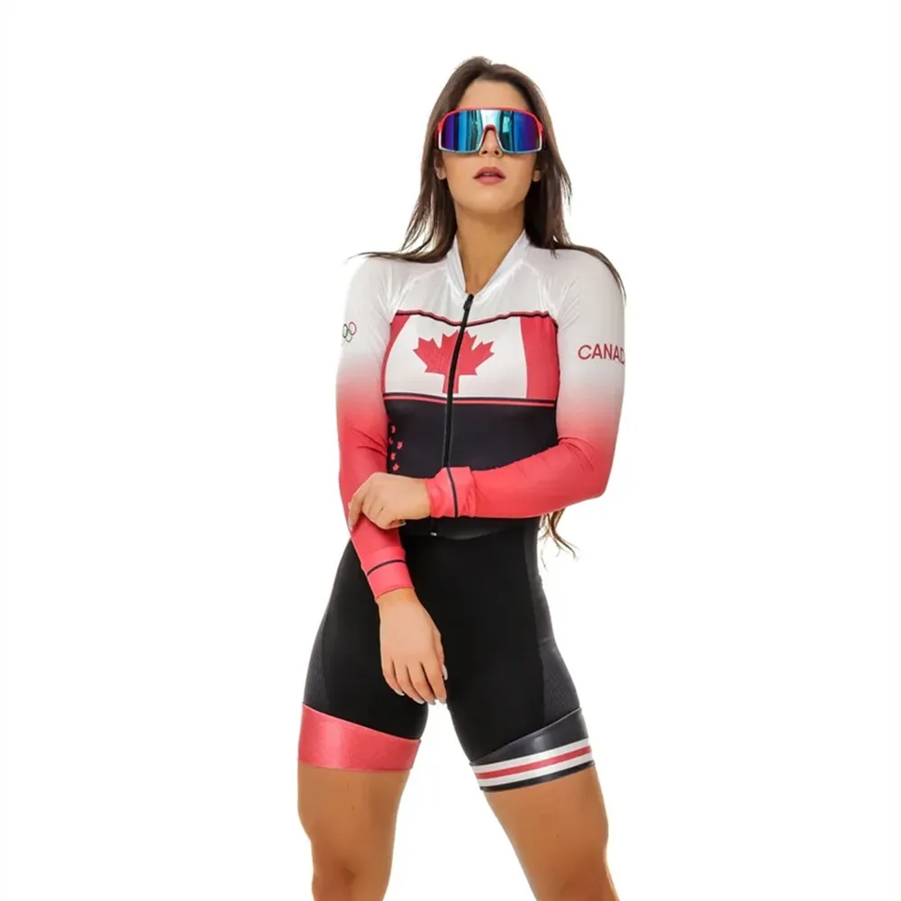 

Canada Cycling Clothing Female Short Jumpsuit Blue Macaquinho Ciclismo Feminino Dress Macaquinho Feminino Bicycle Jumpsuit Kits