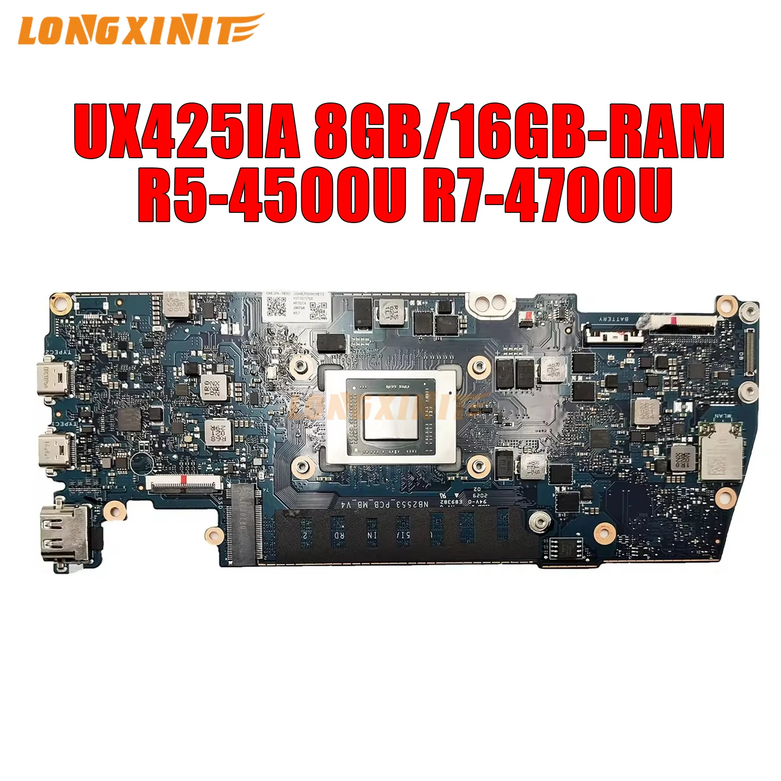 Материнская плата UX425IA для ноутбука ASUS ZenBook UX425,UX425I, UM425IA, материнская плата для ноутбука. ЦП: R5-4500U,R7-4700U.8GB/16GB-RAM.