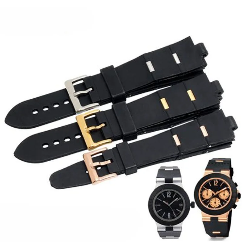 Per Orologio Bvlgari 22Mm 24Mm Fibbia In Acciaio Inossidabile Solido Interfaccia Convessa Speciale F8 Fold Accessori Per Orologi Morbidi In Silicone N
