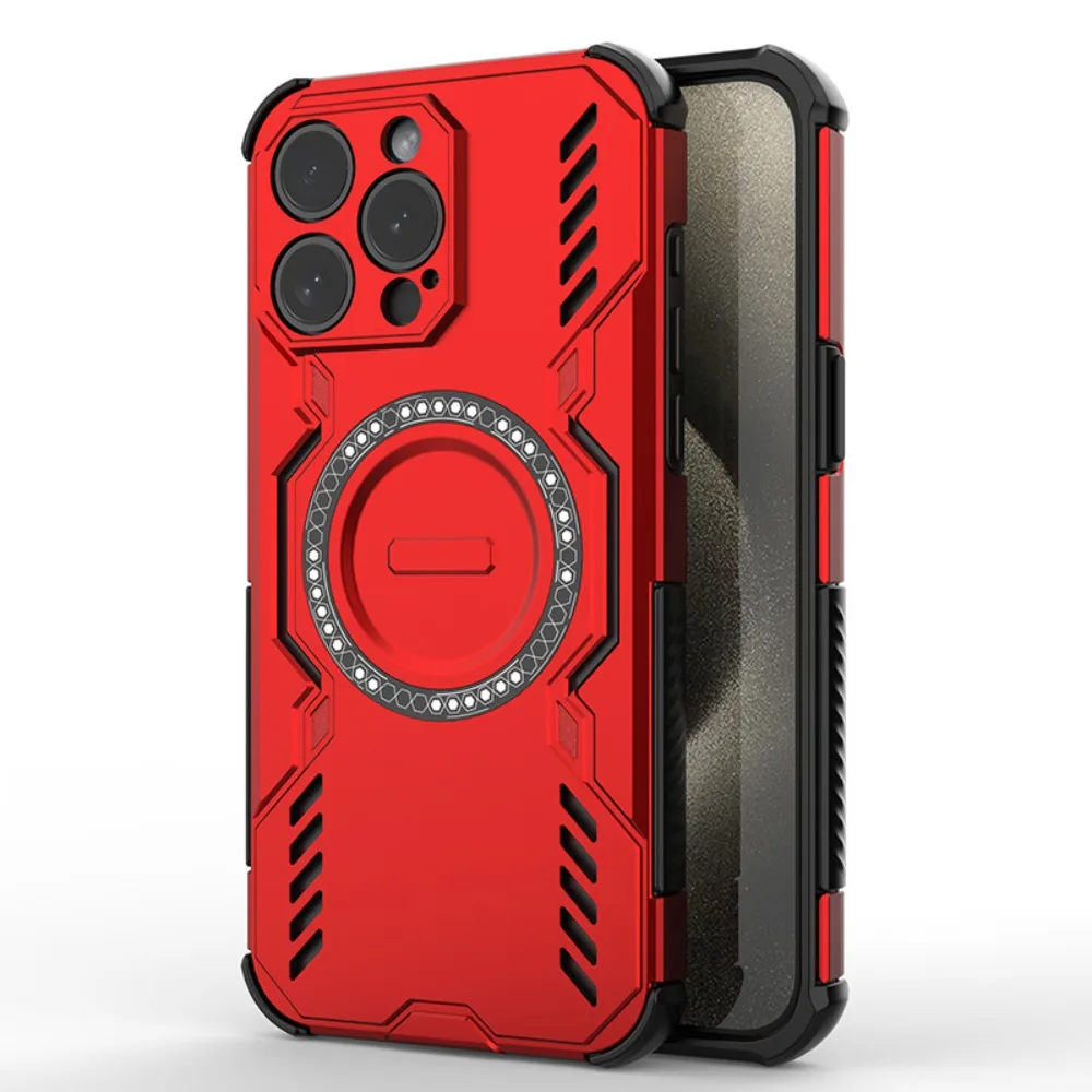 Rugged Magnetic Shockproof Armor Phone Case with Wireless Charging Compatibility