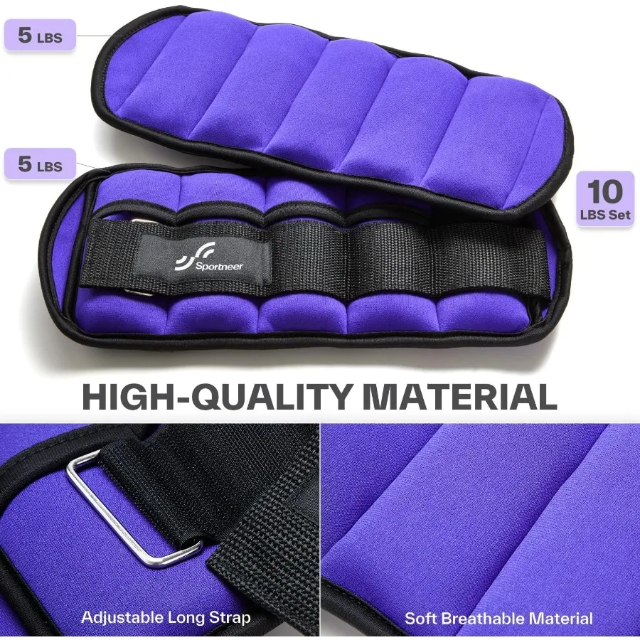 Adjustable Ankle Weights 1 Pair 2 4 6 8 10 Lbs Leg Weight Straps for Women Men, Weighted Ankle Weights Set for Gym,Fitness, Work