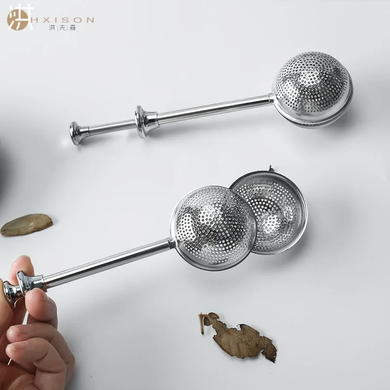 Press Type 304 Stainless Steel Tea Ball Infuser Retractable Metal Coffee Powder Cha Strainer Kitchen Diffuser Sieve for Spice tea infuser tea strainer tea filter
