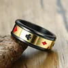 8mm Spinner Stainless Steel Ring Black Color Lucky Playing Card Poker Mens Accessories 2