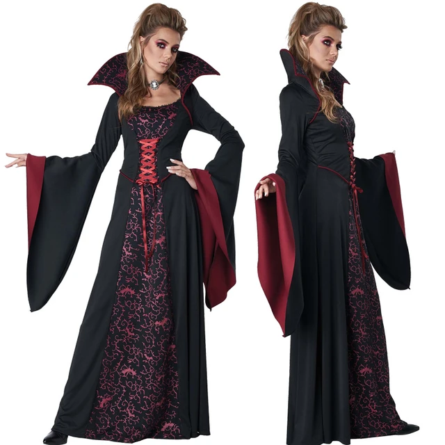 Womens Princess Maxi Cape Masquerade Gothic Vampire Costume Nightclub  Vintage