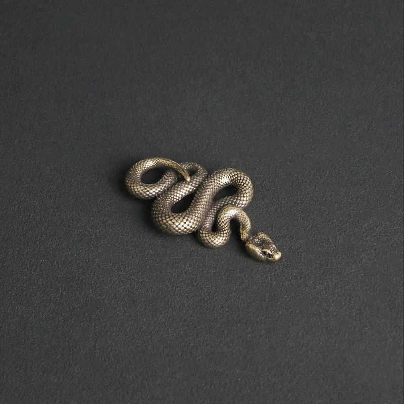 

Antique Brass Snake Ornament Zodiac Snake Craft Small Bronze