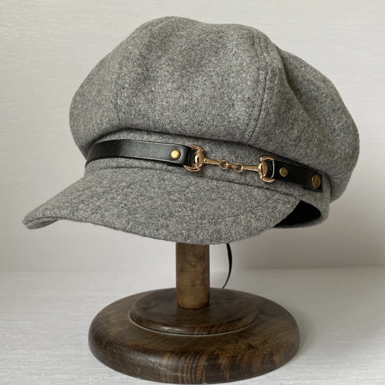 80% Woolen 54-60cm Large Head Circumference Black Retro Short-brimmed Octagonal Hat Painter Hat Newsboy