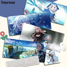 Gawr gura na almofada personalizada armazenada do rato do jogo do portátil para a grande borda que trava a almofada do teclado do jogo da versão da velocidade