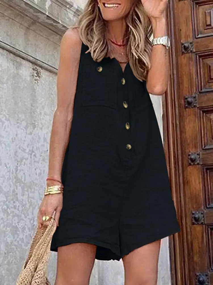 Women Casual Short Jumpsuit Sleeveless Rompers 2023 Summer Jumpsuits Loose Harajuku Oversized Shorts Overalls Womens Clothing