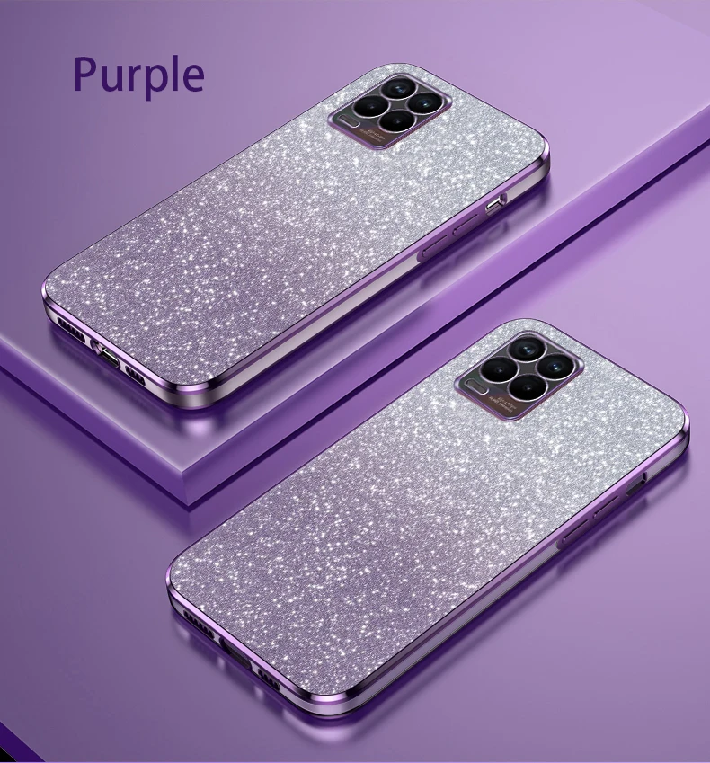 حافظة لينة من البولي يوريثان لهواتف OPPO Realme 8 ، 4G ، ترف ، بالكهرباء ، بريق ، غطاء خلفي شفاف ، Realme 8 Pro