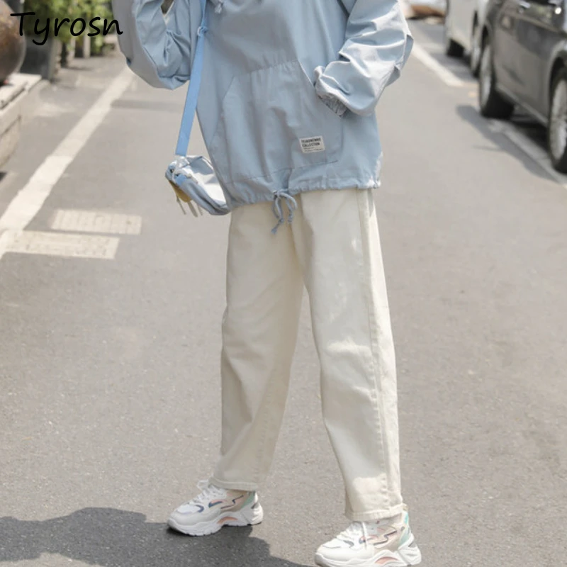 

Denim Trousers Women Pure Pockets Fashion Design Simple All-match Straight Korean Style Colleges Daily Jeans Spring Leisure Cozy