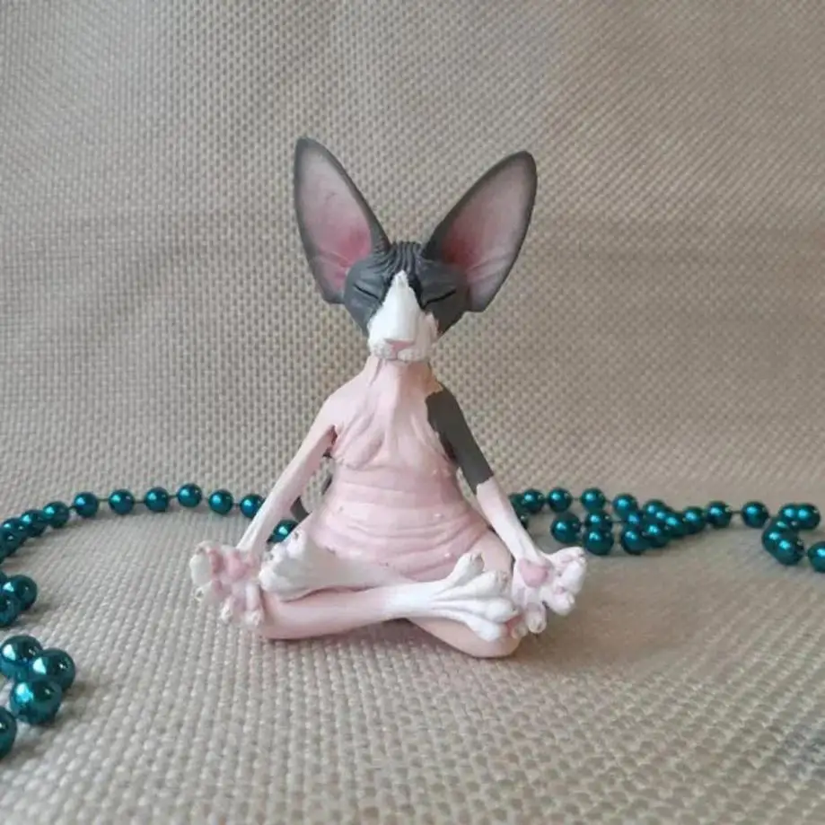 1 Pcs New Creative Meditation Kitten Leisure Atmosphere Garden Home Outdoor Resin Ornaments Mini Ornaments