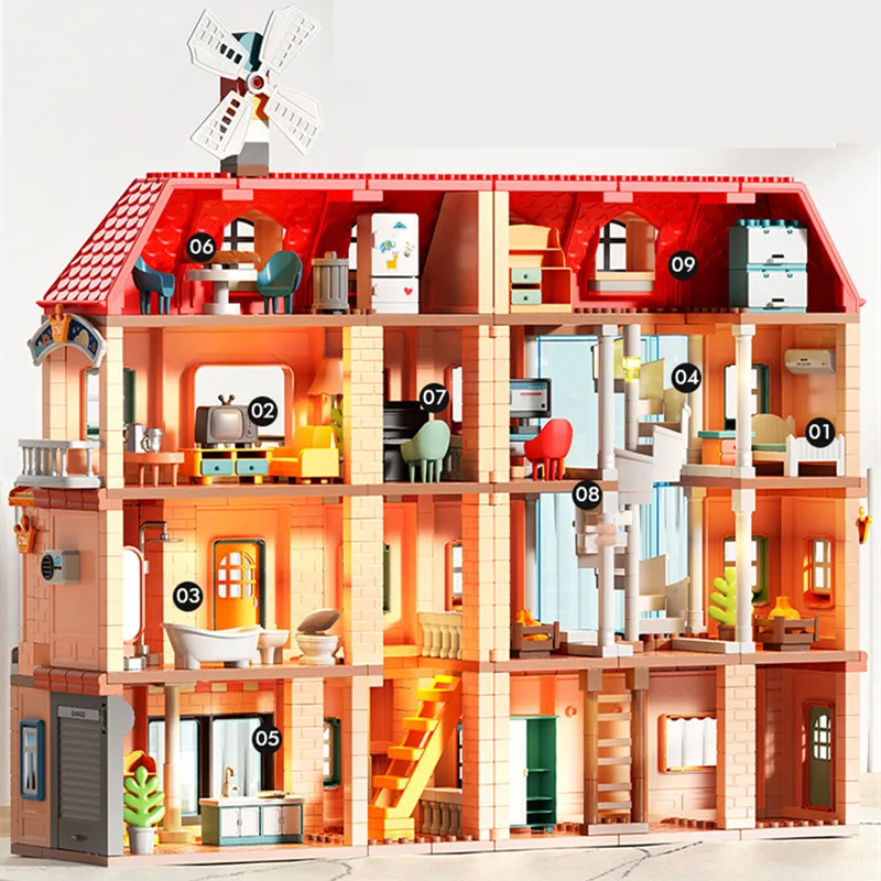 Deluxe Dollhouse Building Set for Imaginative Play – Complete with Kitchen, Bedroom, Bathroom, Living Room, and Furniture Accessories