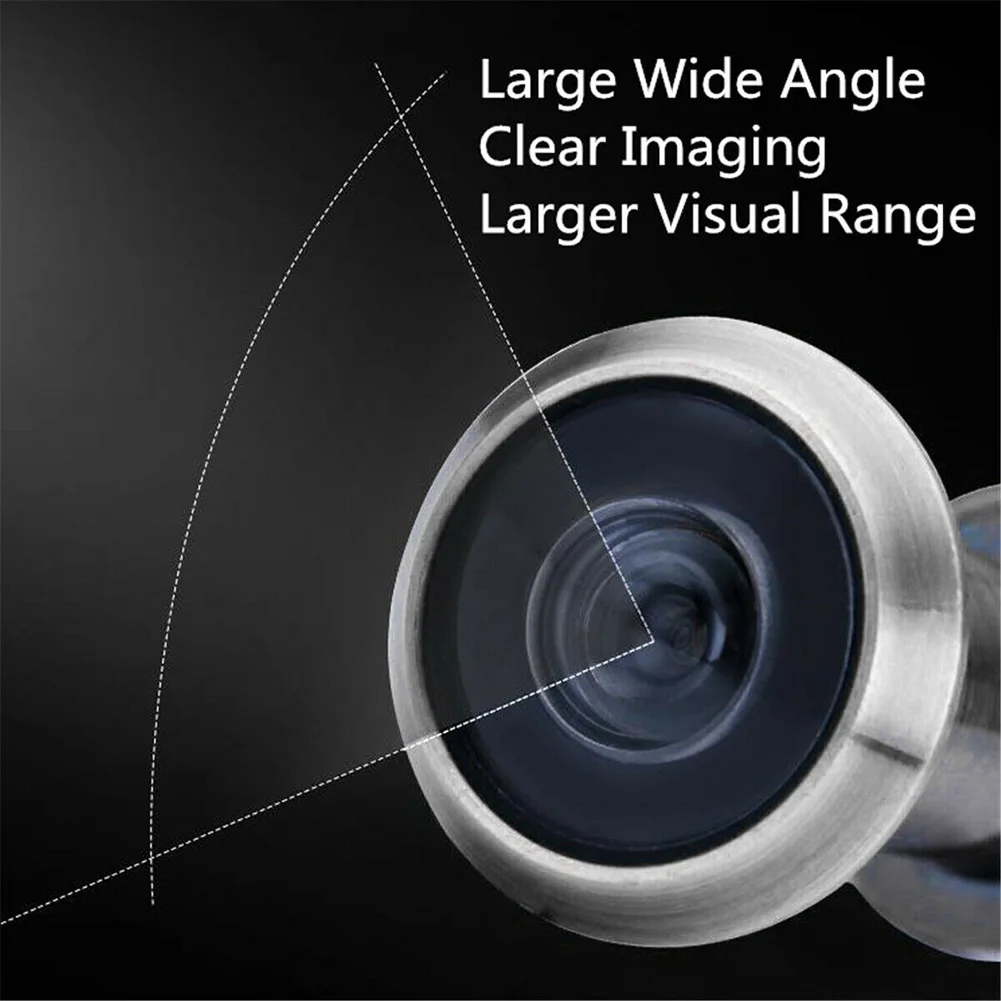 Door Viewer 220 Degree Door Peephole Wide Angle Eye Sight Hole Glass Lens plastic Housing Easy Installation Silver Tone Security