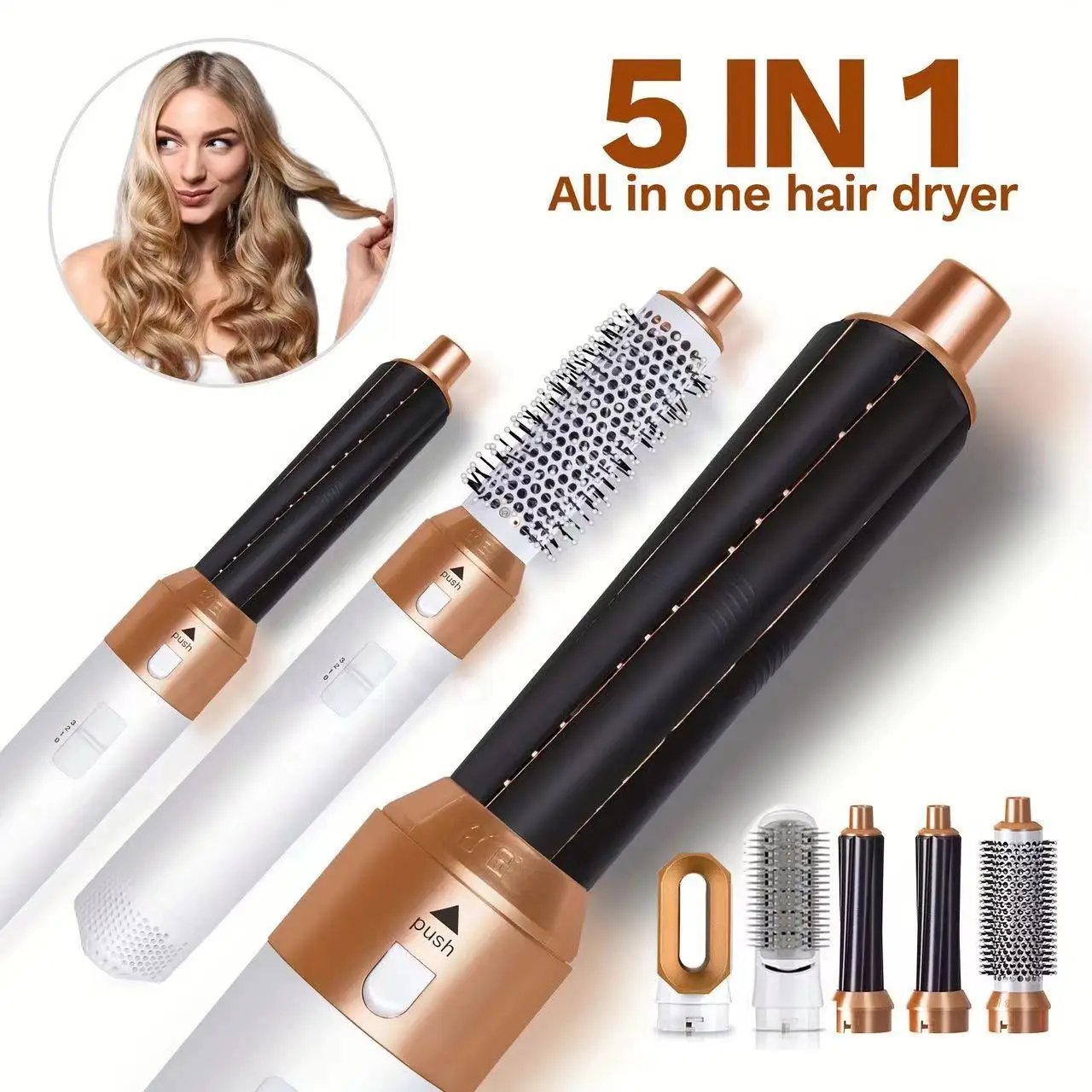 5-in1-hot Air Comb Multi-head Automatic Curling Iron, Hair Dryer, Straight Hair Comb, Cross-border Hair Dryer, Curling Iron. 6