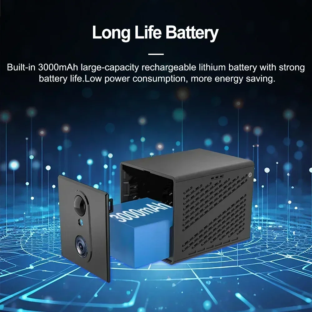 PEGATAH 5MP 4G Mini Camera Indoor Night Vision Surveillance Security Monitoring Rechargeable 3000mAh Battery Powered Home Cam