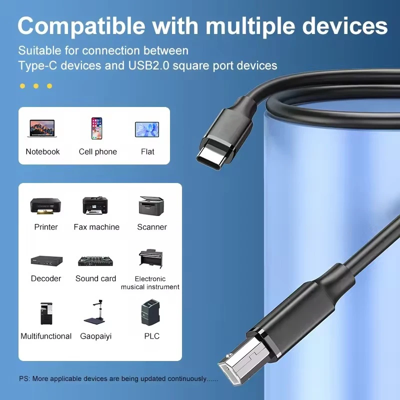 새로운 MacBook Pro용 USB Type-C - USB Type B 2.0 케이블 HP Canon Brother Epson Dell 삼성 프린터 유형 C 프린터 스캐너 케이블