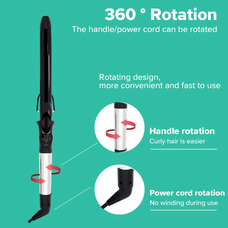Professional 16/19/22/25/28/32mm Hair Curlers Negative Ion Ceramic Care Big Wand Wave Hair Styler Curling Irons 4 Temperatures F