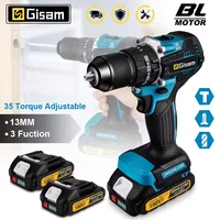 Perceuse à percussion électrique sans fil Gisam 13 mm 35+3 Torque Brushless, visseuse électrique, outil électrique compatible avec batterie Makita 18V 1