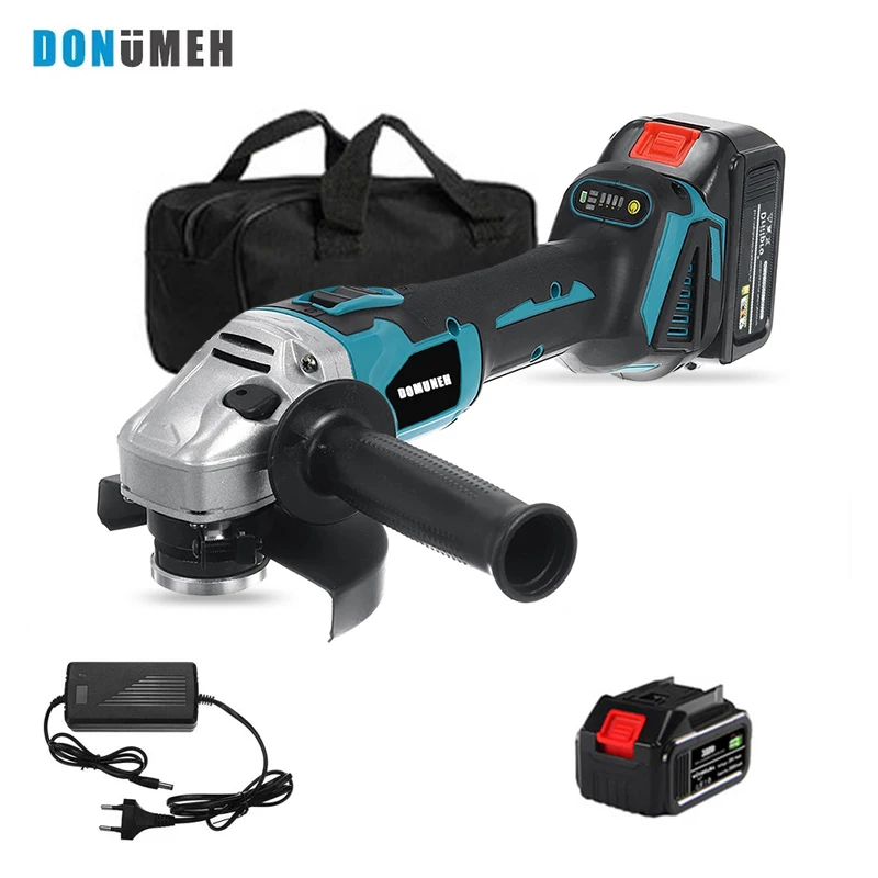 DONUMEH Cordless Electric Angle Grinder 4/5-inch 120/125mm Rechargeable Brushless 4 Speed Cutting Power Tool 18V Makita Battery hoprio 9 inch 220v 2600w high efficiency brushless angle grinder wholesale