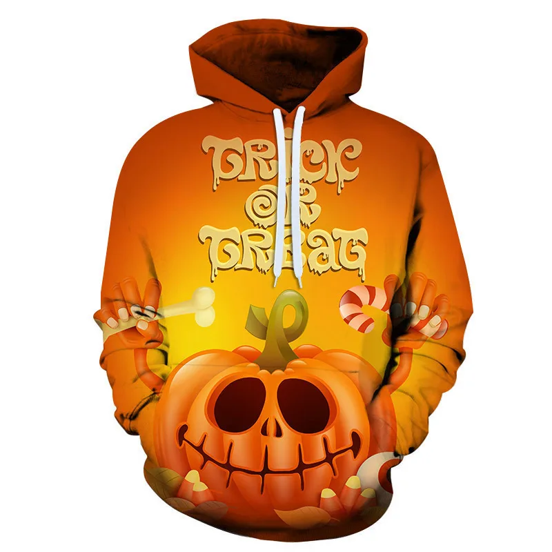 2023 Autumn/Winter Halloween Sweater Hole Long Sleeve Hooded Sweater Digital Print Chain Hoodie Sweater
