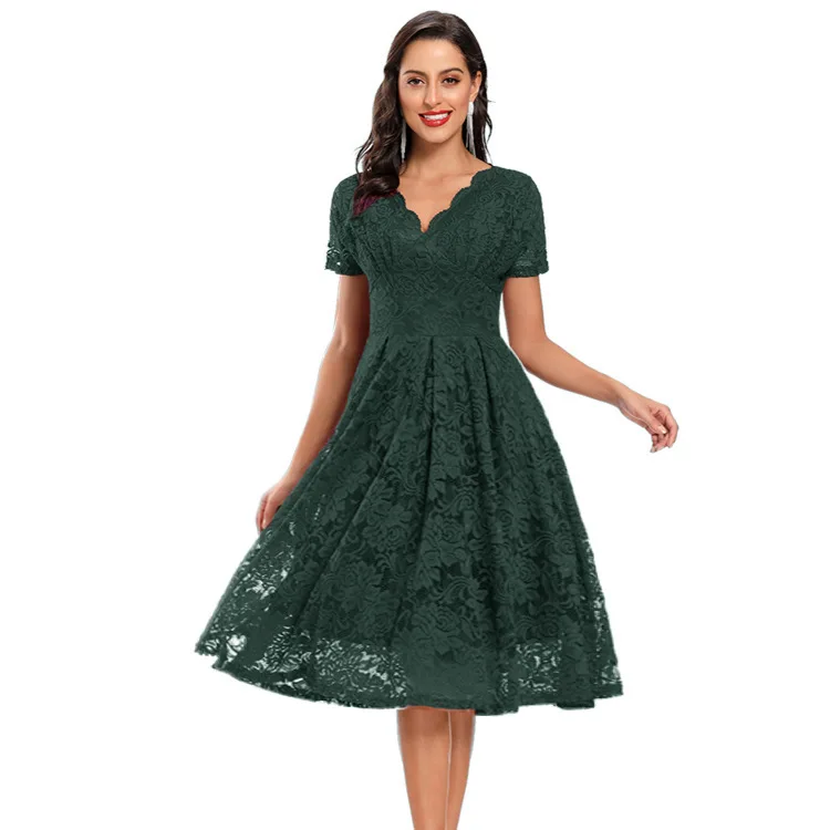 

2024 Spring and Summer Explosions Lace Collar Bridesmaid Dress