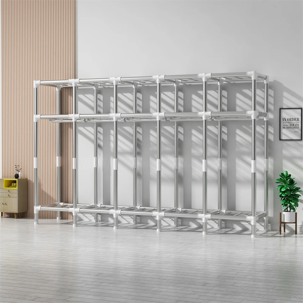 LEEGOHOME 옷장 옷장 천, 침실 가구, 85 125 166 207x45x170cm, 26mm 강철 파이프 지지대 보관, 가정용