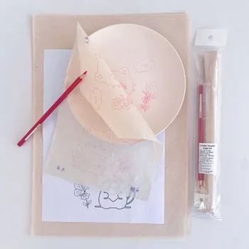 Set per Trasferimento Disegni su Ceramica, Carta Transfer per Ceramica, Matita per Trasferimento Sottosmalto, Strumento Fai-da-te per Pittura su Ceramica e Bisque