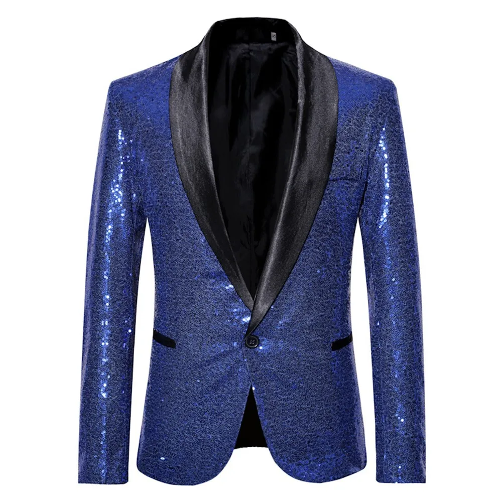 

Men's Sequin Glitter Gentleman Blazer Nightclub Party Club Prom Performance Wedding Bling Suit Coat Blazers Tops Clothing