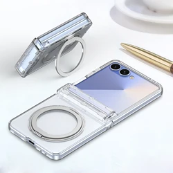 360 Rotating Magnetic Hinge Protective Phone Case with Electroplated Finish - Galaxy Z Flip5 (Clear)