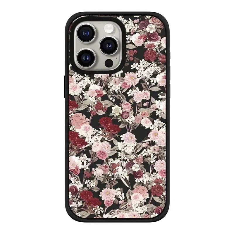 

Korean Museum Flower MagSafe Black Frosted iPhone 13 15 14 Pro Max Protective Case, Fits iPhone 15 Pro Max