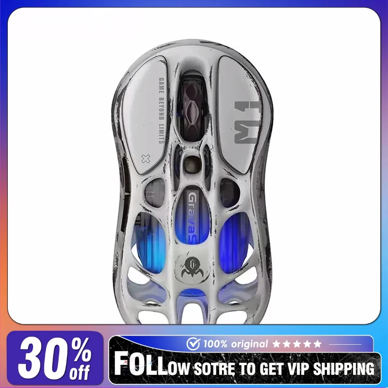 Оригинальная беспроводная мышь Gravastar M1 с тремя режимами, полый дизайн, подсветка Rgb, эргономичная мышь 26000dpi PAW3395 для киберспорта, игровая мышь