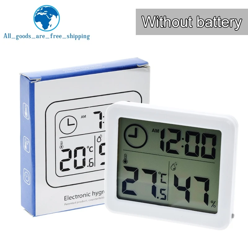 Thermometer Hygrometer Multifunction Thermometer Hygrometer Automatic Electronic Temperature Humidity Monitor Clock 3.2inch Large LCD Screen