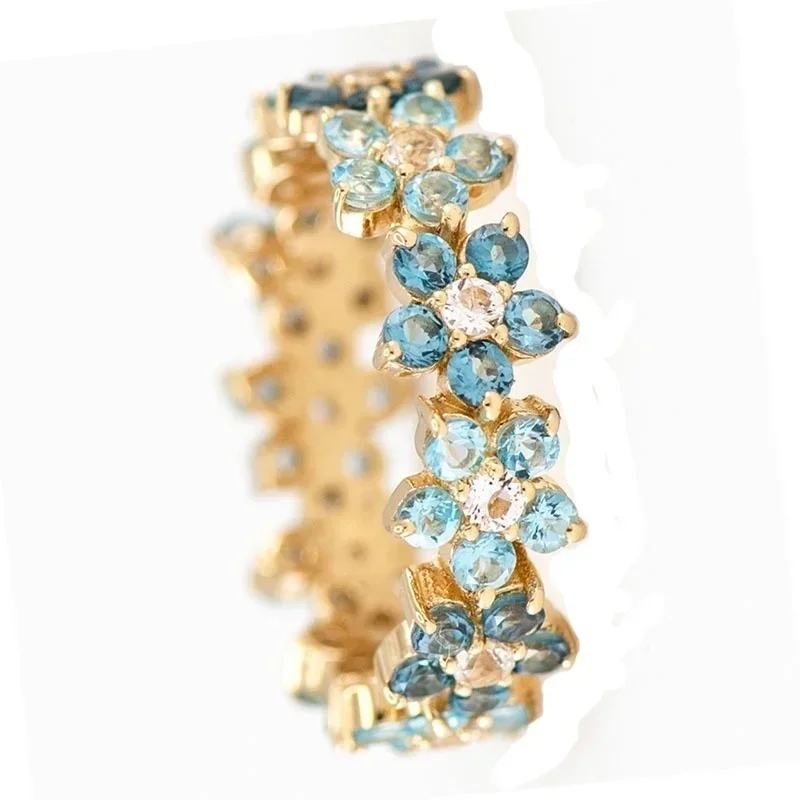 Finger Ring Wedding Ring Zircon Crystal Ring Milangirl Blue Zircon Plum Flower Infinity Floral Rings for Women Love